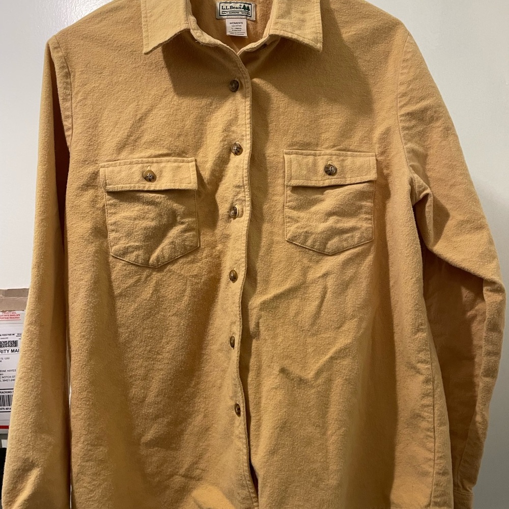 L.L. Bean Women's yellow 100% Cotton Flannel Shirt size Large🪼🪼 - Picture 6 of 6